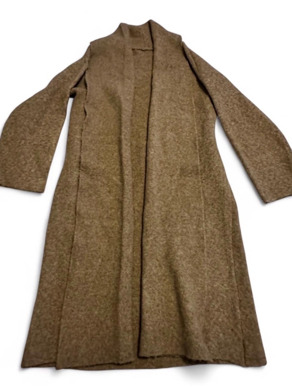 Long Open-Front Women’s Cardigan Sweater in Brown